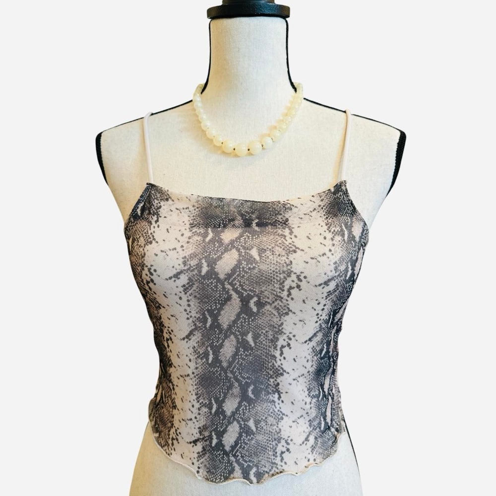 Rue 21 Y2K Vintage Snakeskin Mesh Cami Top Spaghetti Strap Indie Sleaze Small